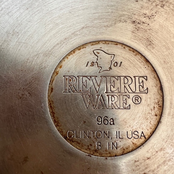 Revere Ware 8” Frying Pan Skillet Stainless Steel 96a No Lid Clinton USA Frypan - Picture 7 of 8